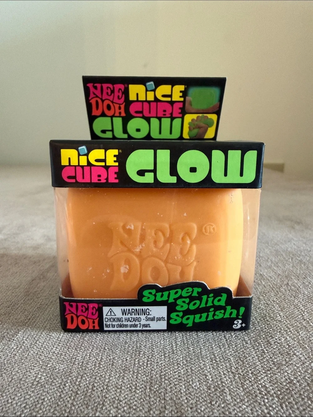 Needoh Nice Cube Glow Super Solid Squish! - Orange